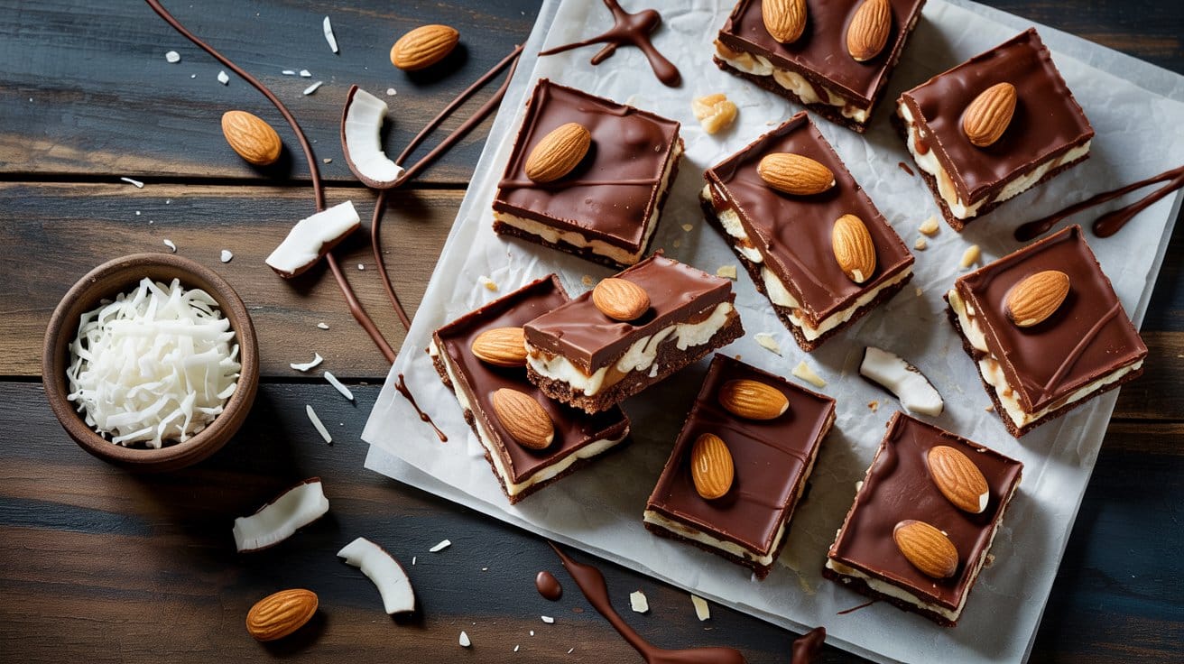 Almond joy dessert bars a bright top