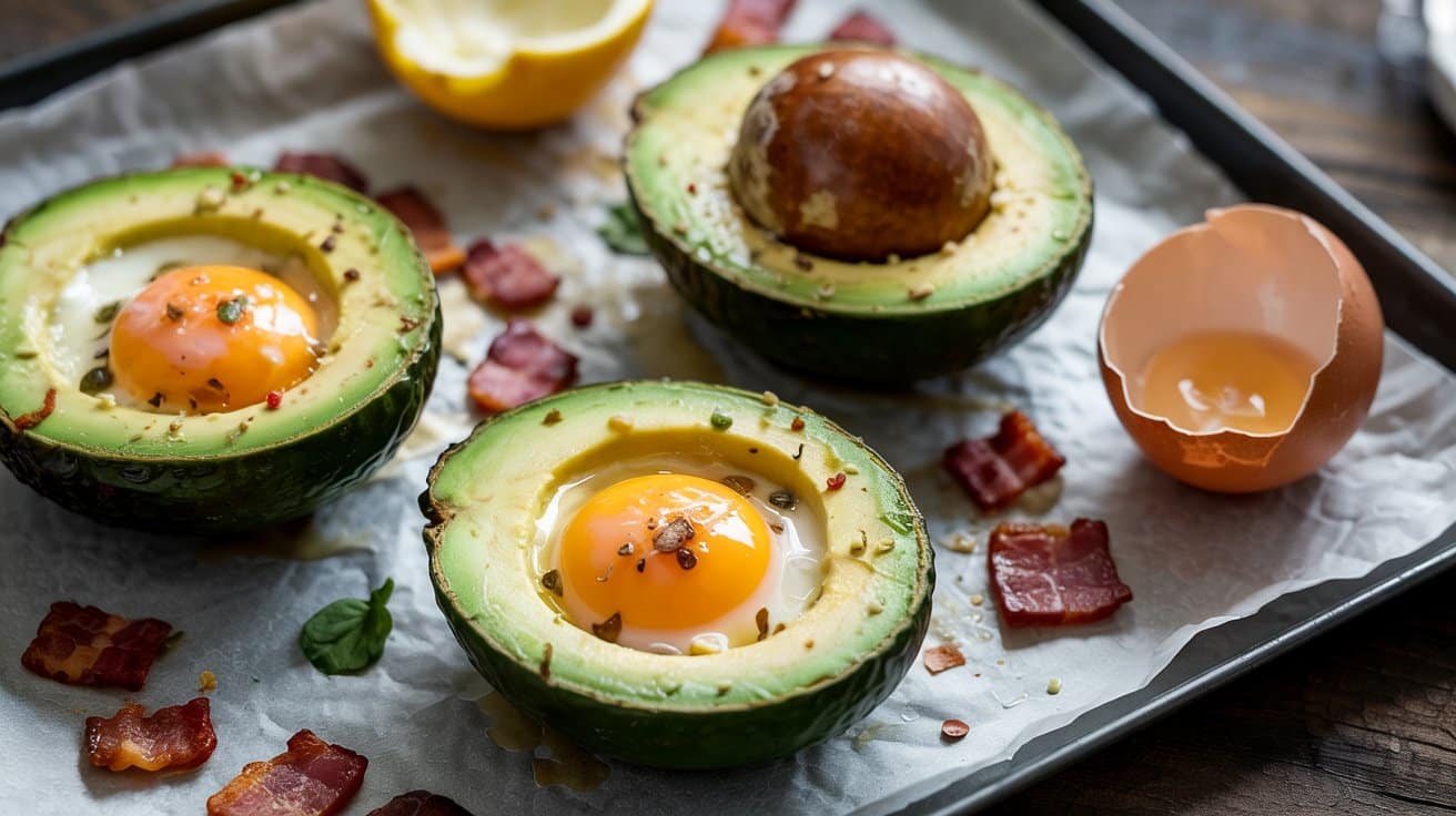 Baked avocado eggs a bright top down dvajung