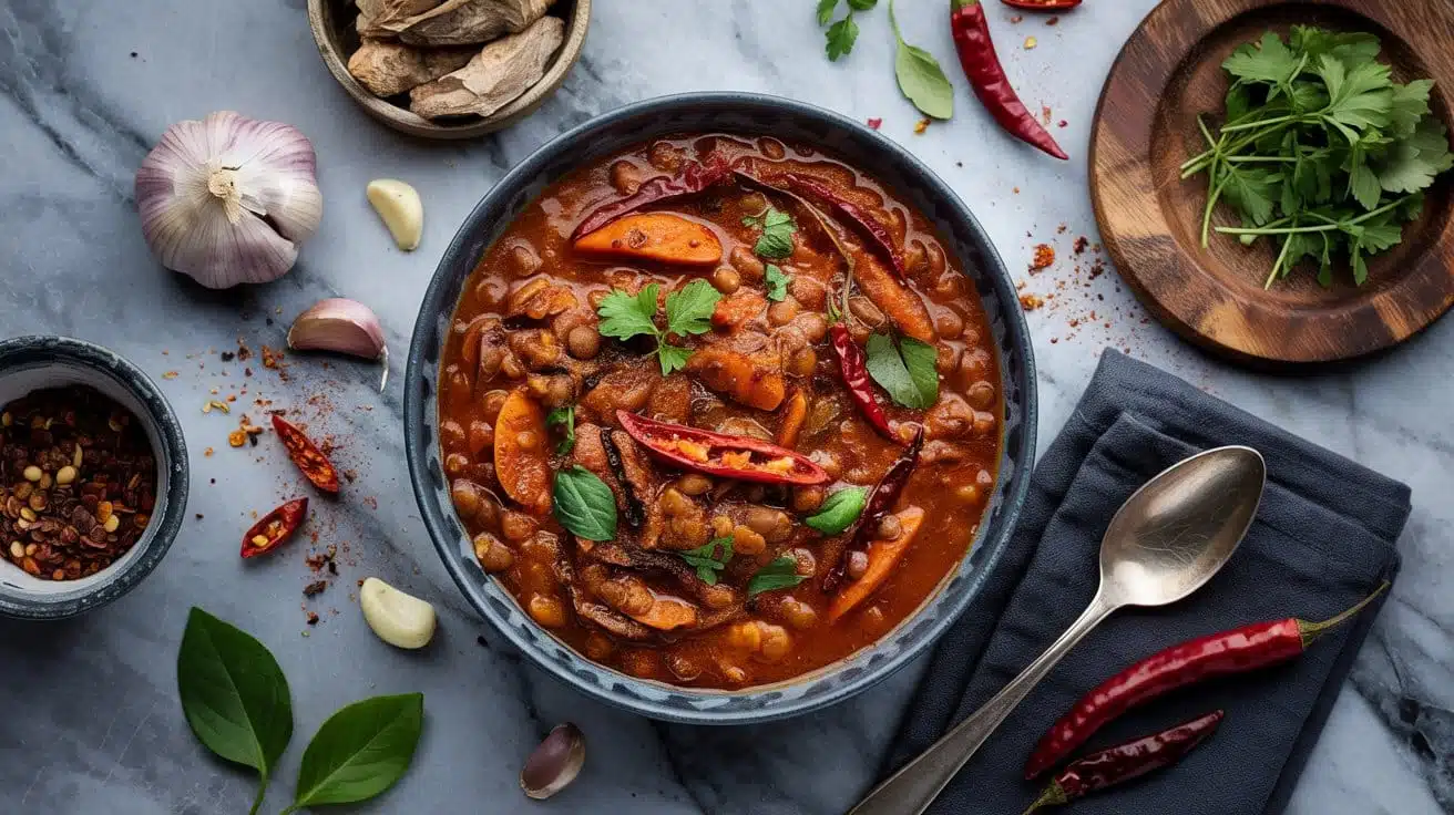 Chili garlic lentil curry with bold s