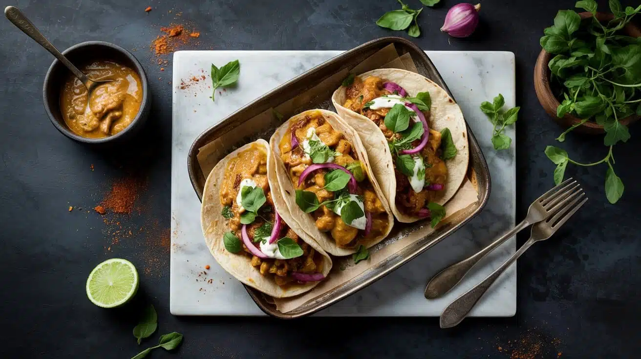 Creamy coconut curry tacos with vibra