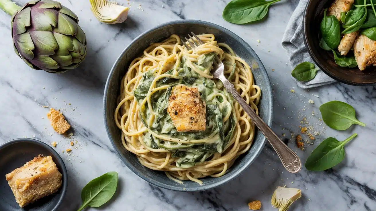 Creamy spinach and artichoke pasta cr mpst2b