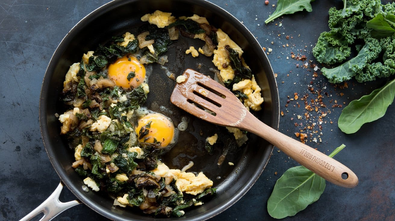 Kale and egg scramble a simple fresh