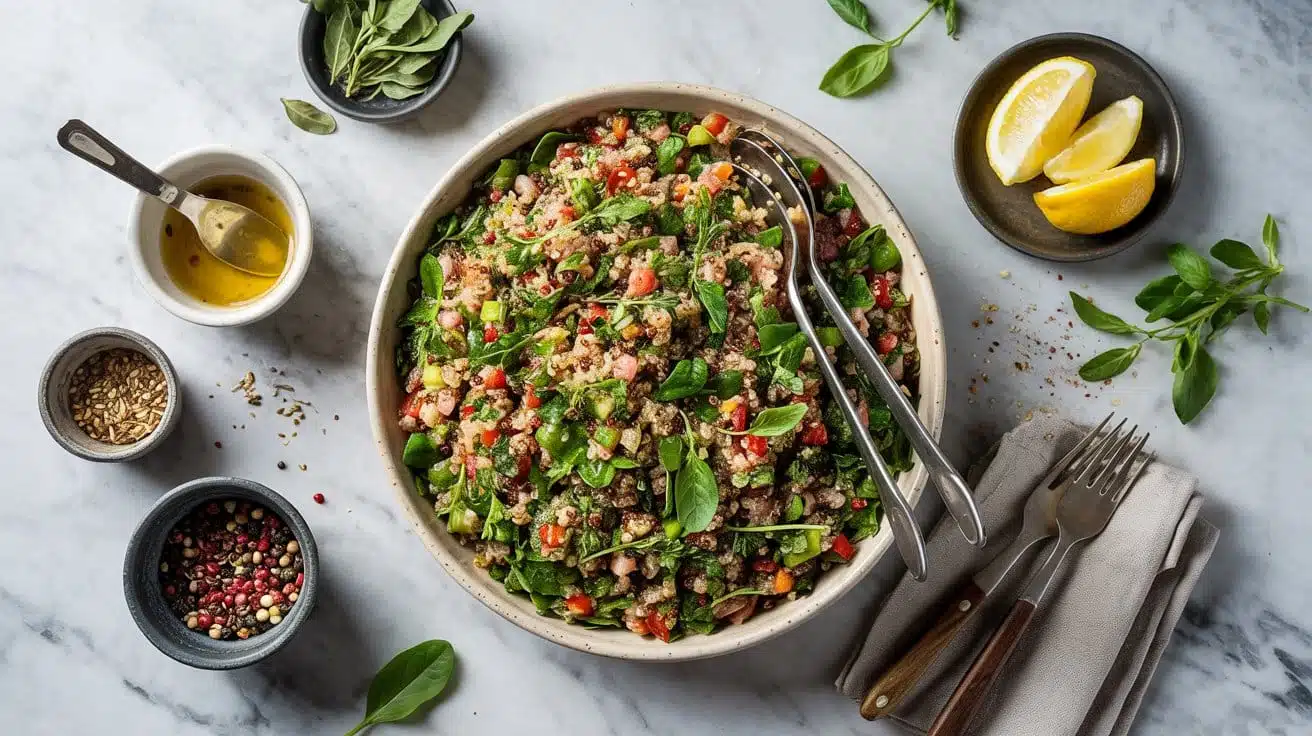 Quinoa tabbouleh with fresh herbs and m4 dftkovw