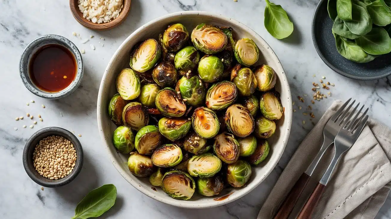 Sriracha and soy glazed brussels spro
