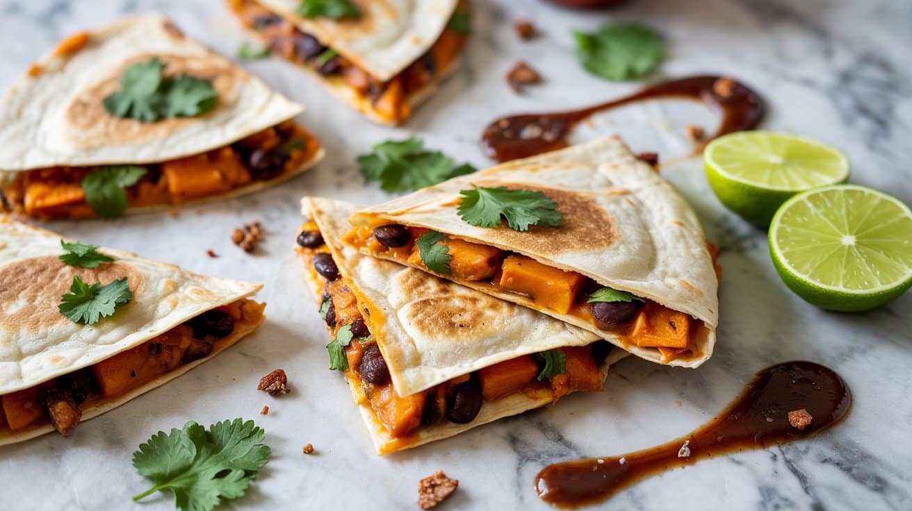 Sweet potato and black bean quesadill