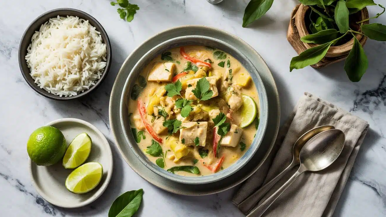 Tropical coconut lime curry with stea rw e3eaw