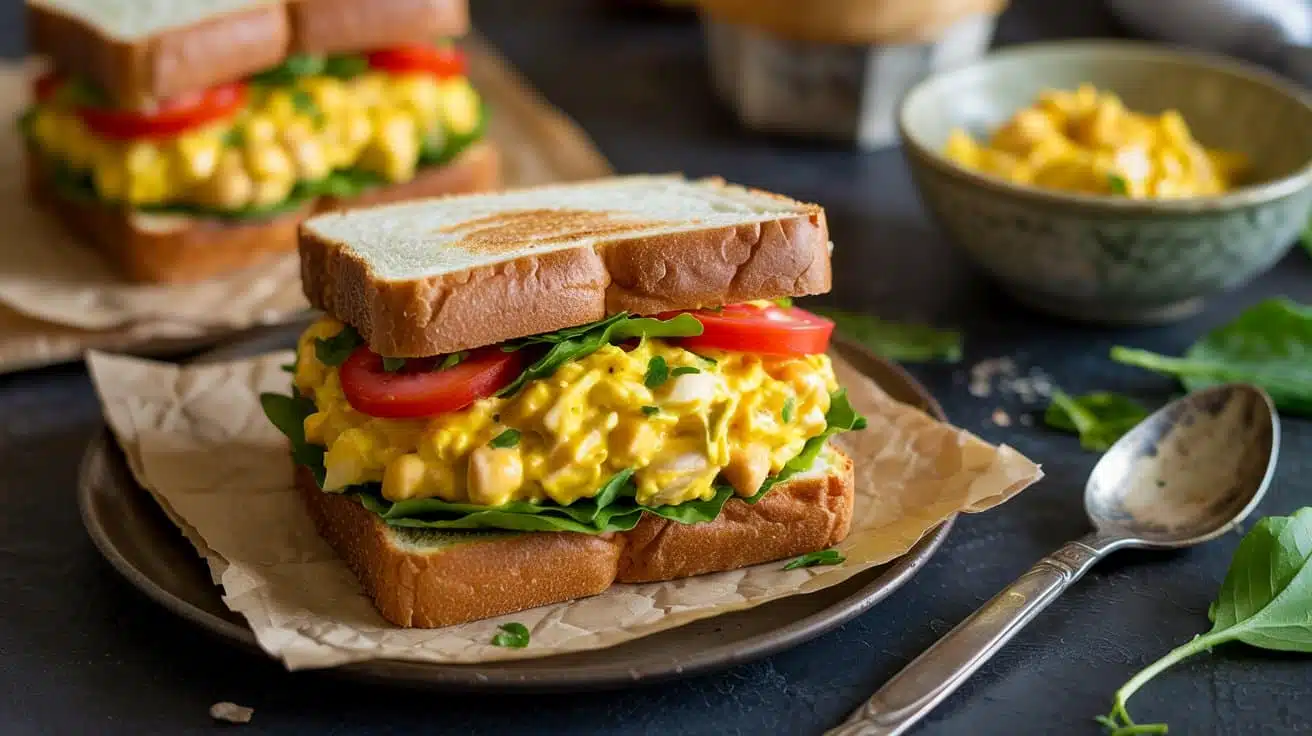 Vegan egg salad sandwich with chickpe kz21a