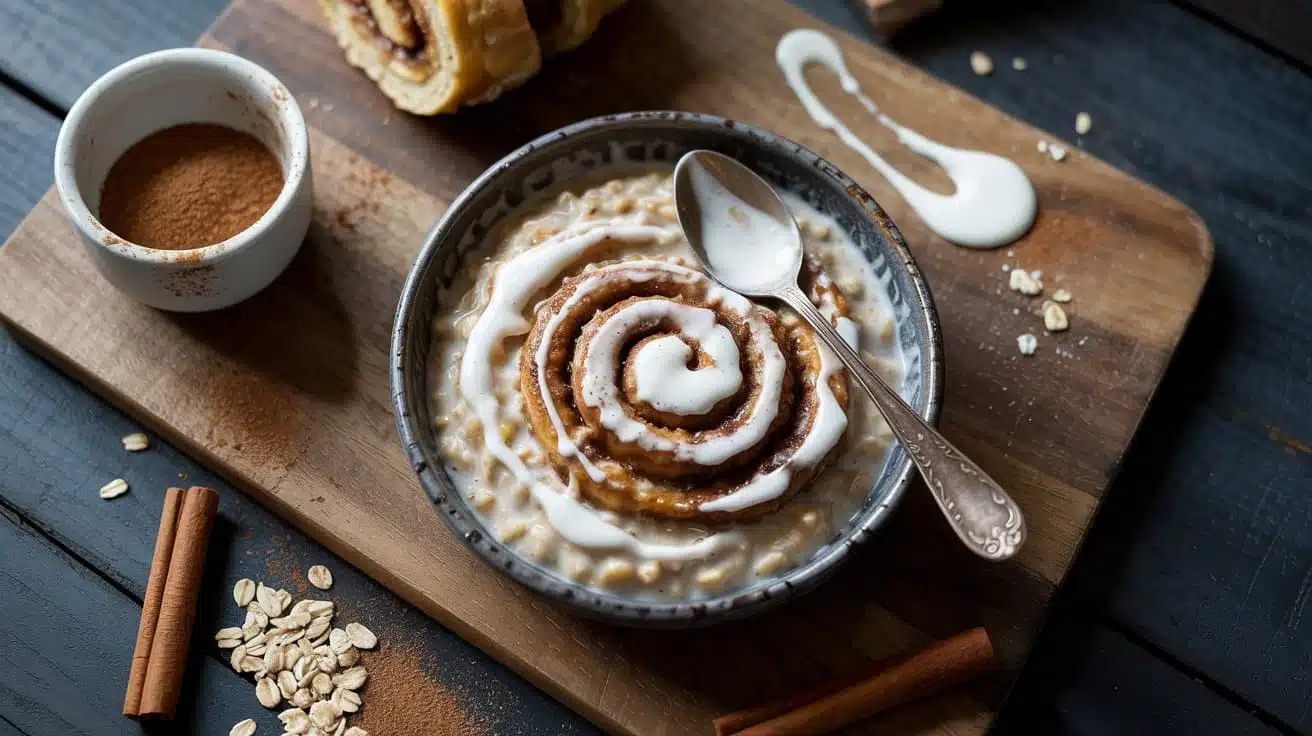 Cinnamon roll oatmeal a cozy top down