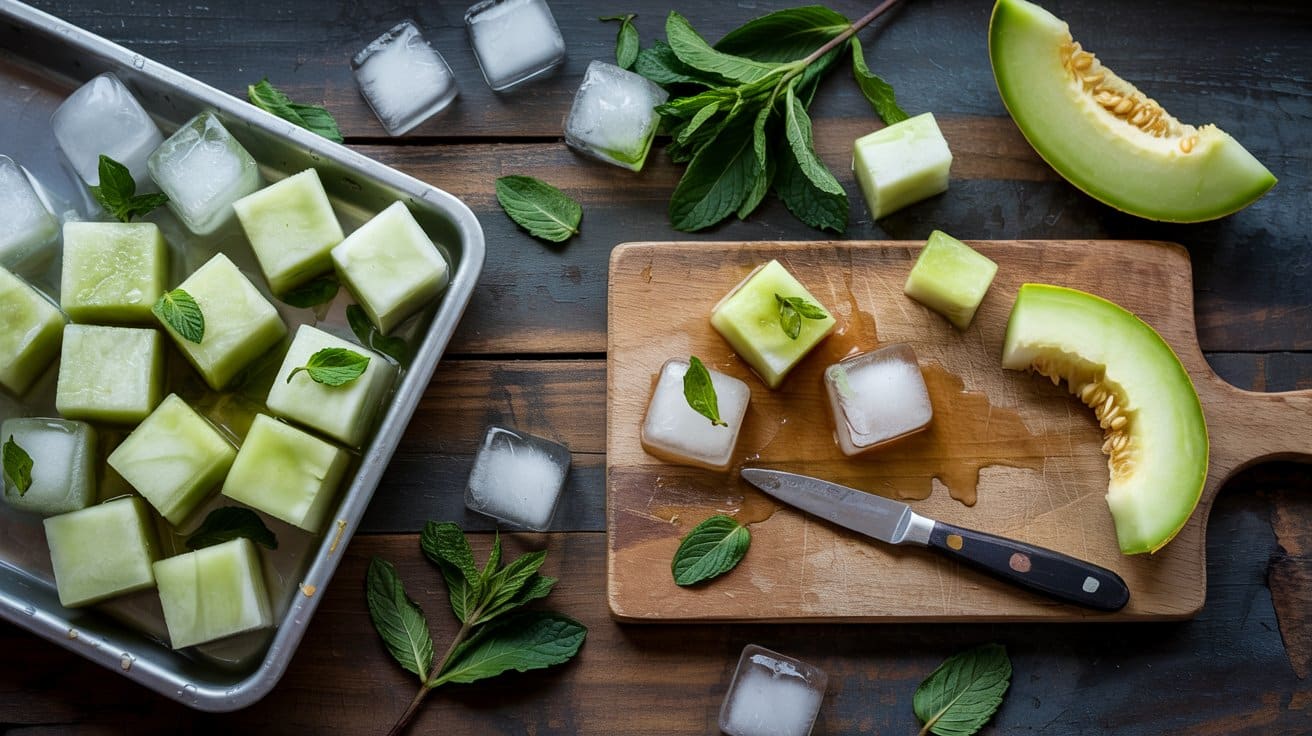 Honeydew mint ice cubes a fresh top d