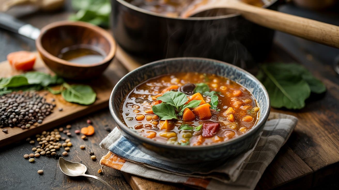 Lentil and mixed vegetable soup a war udaziv l