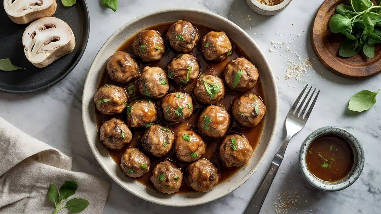 Mushroom vegan meatballs packed with k