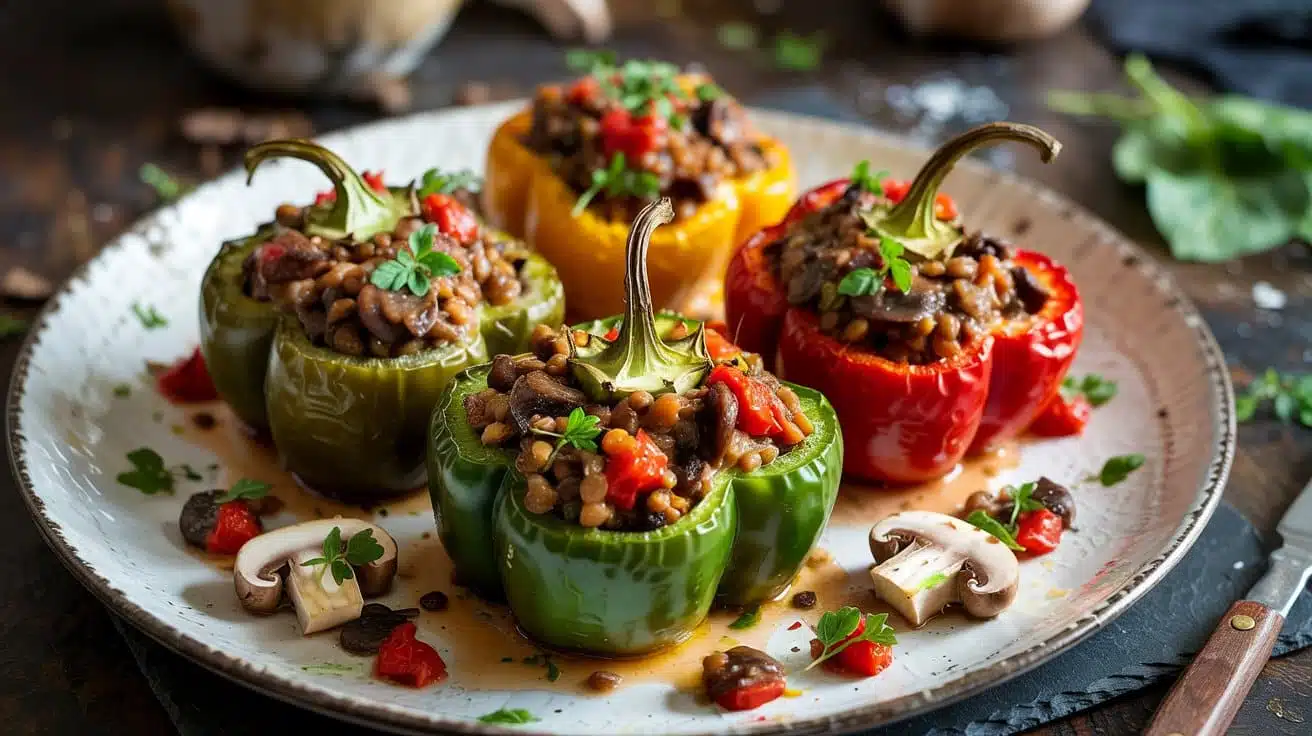 Stuffed bell peppers with lentil and dyhc