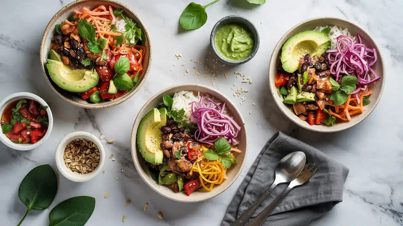 Vegan burrito bowls with rice and mix pz zwr2jpg