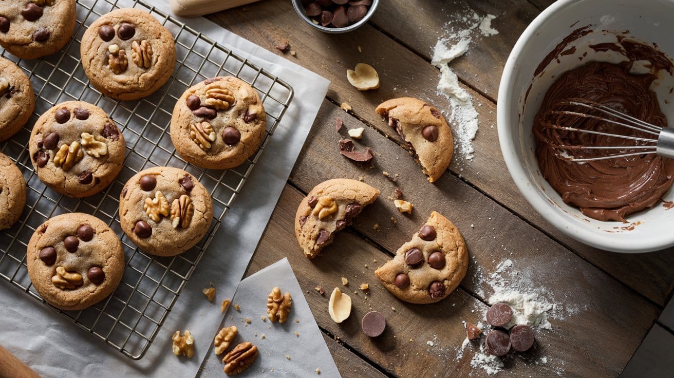 Nutty chocolate chip cookies a warm