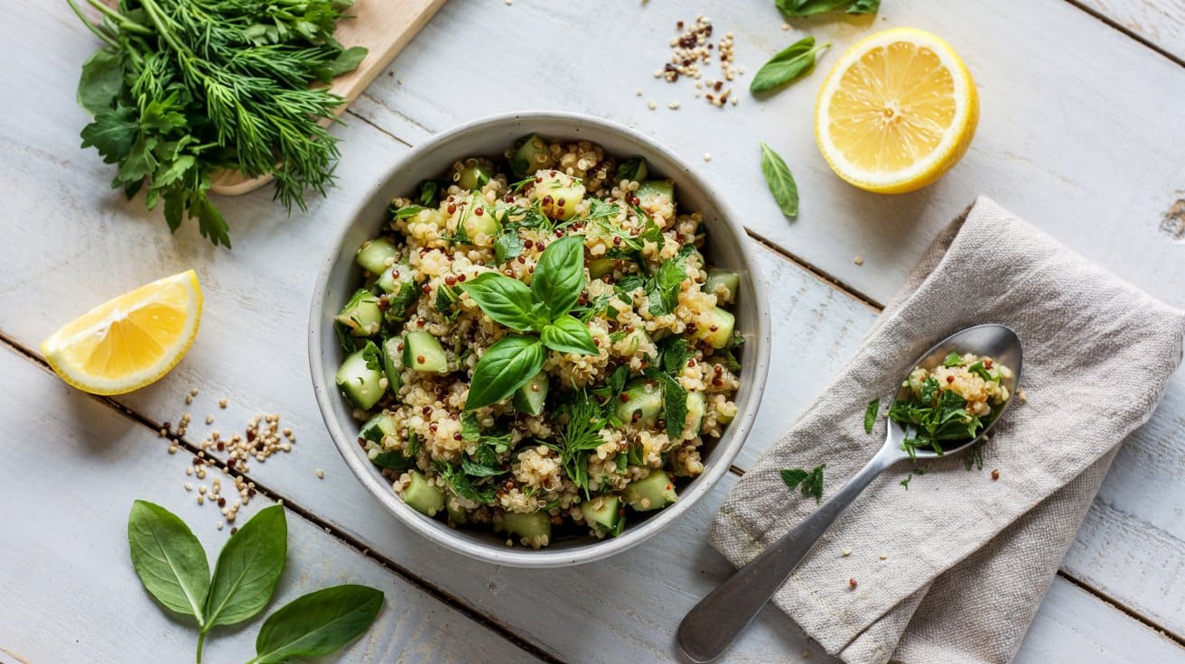 2 quinoa salad with fresh herbs a clean wkfsblw