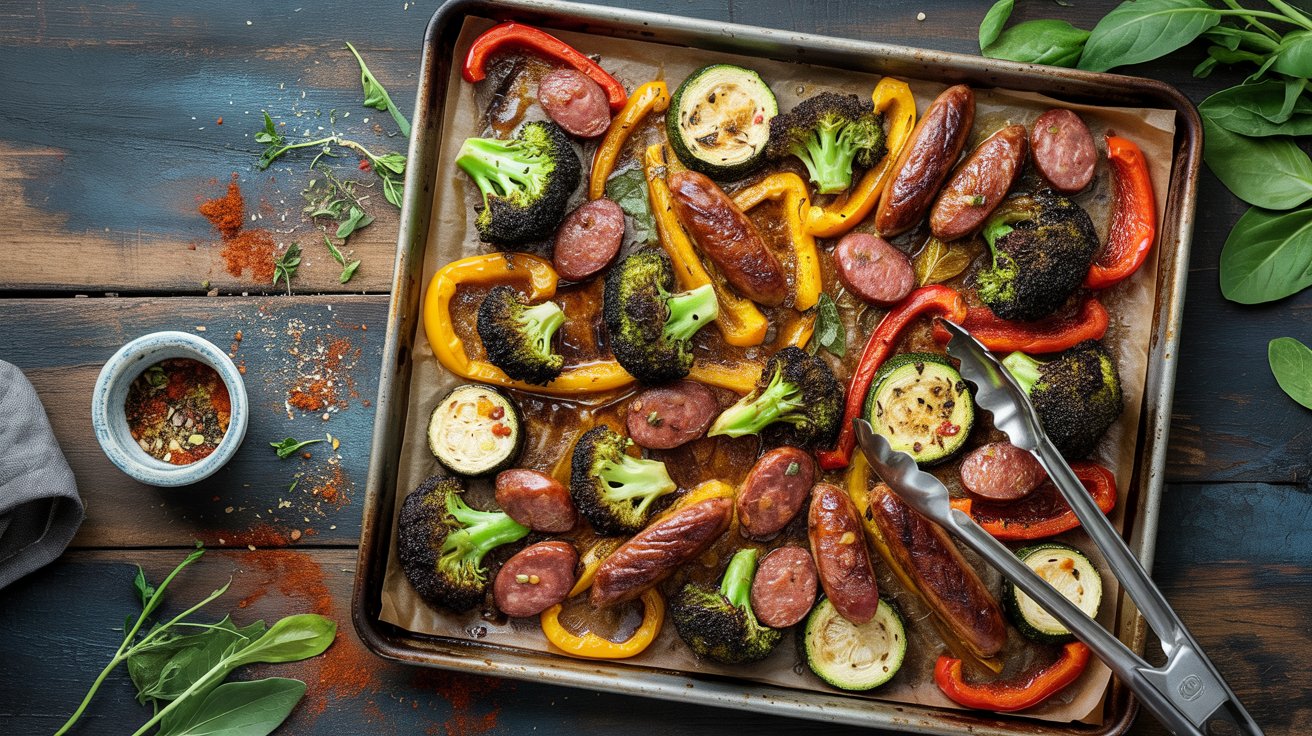 Sheet pan veggie and sausage bake a vi 6hiq