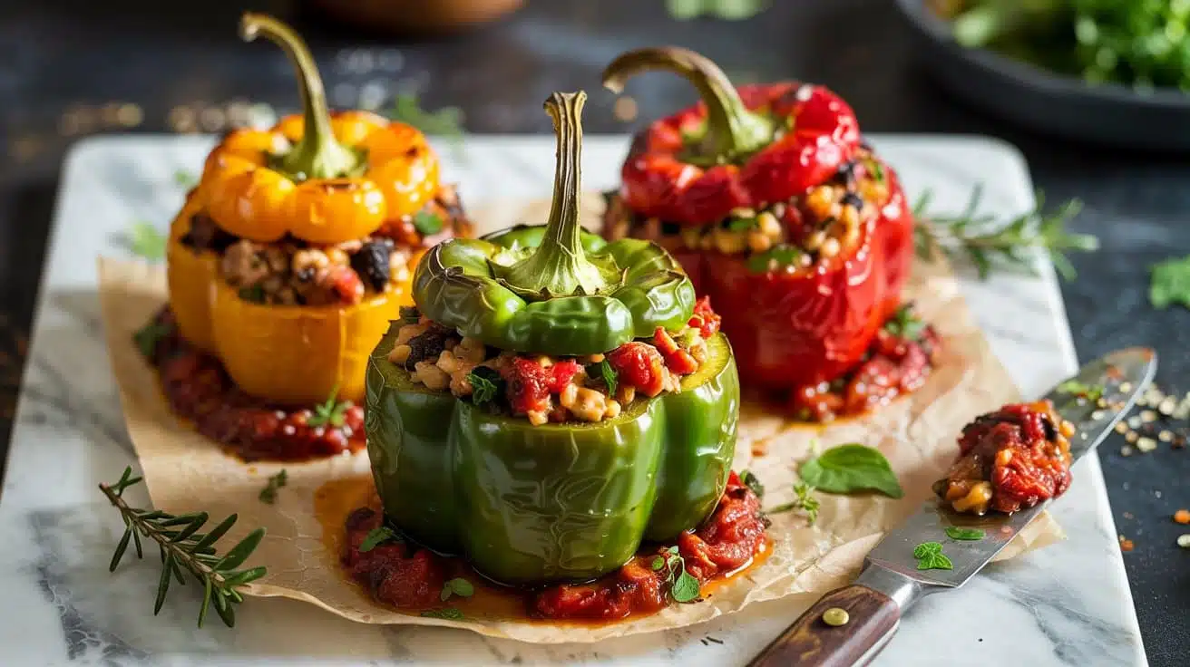 Stuffed bell peppers a colorful marble c4r w