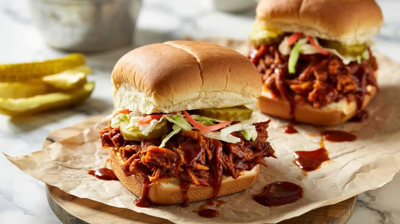 Vegan bbq jackfruit pulled pork sandwi