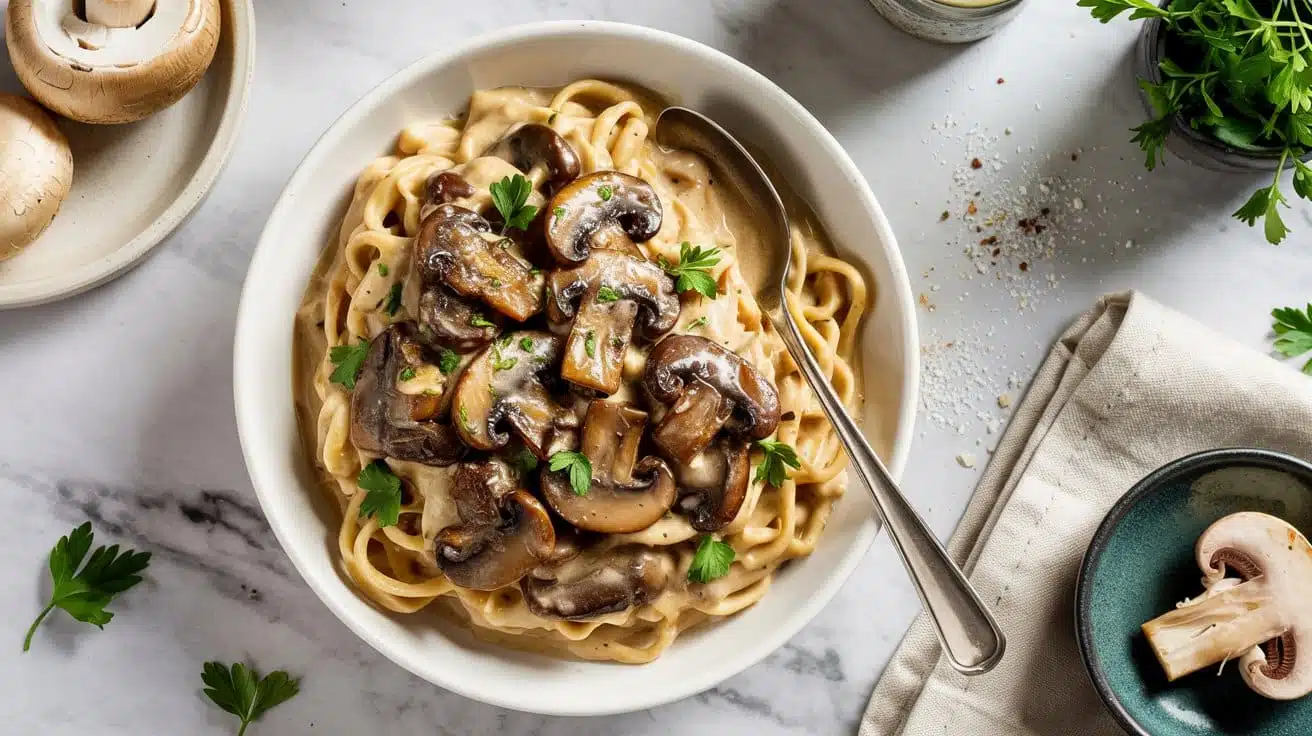 Vegan mushroom a creamy ove seq