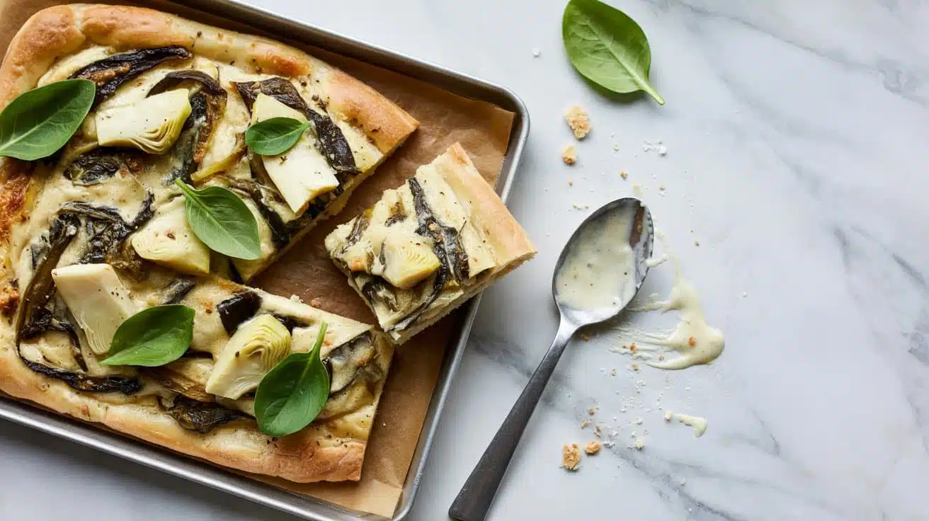 Artichoke and spinach flatbread with