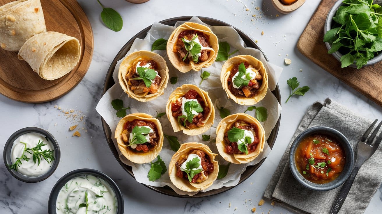 Baked taco cups with crispy tortilla daufl a1g