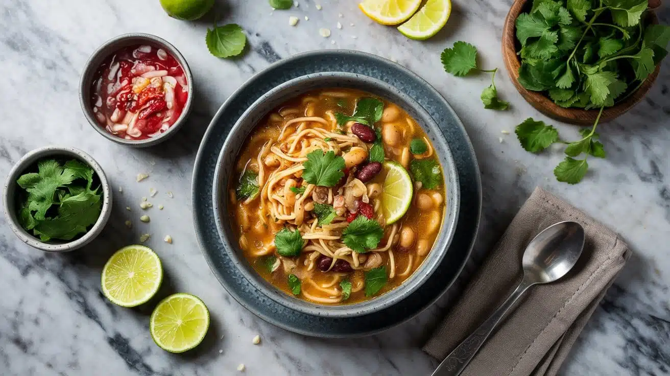 Cilantro lime bean soup with noodles hyp