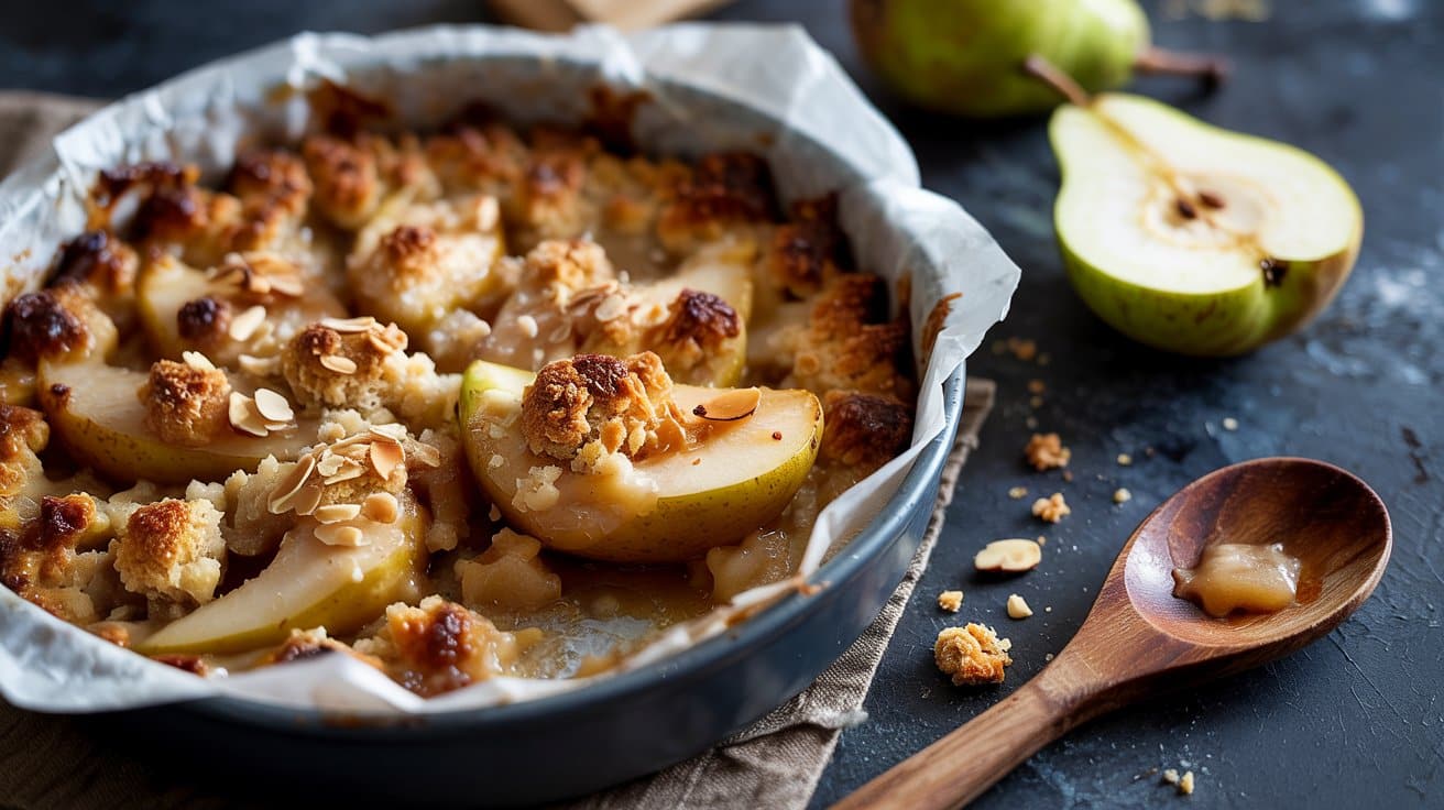 Pear and almond crumble a warm rustic mflw i0skszrqq