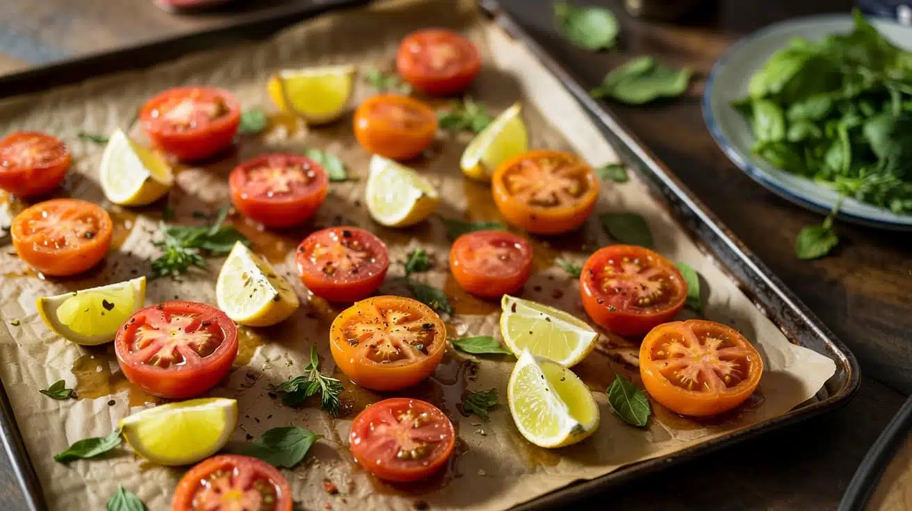 Sheet pan bloody mary roasted tomatoe r