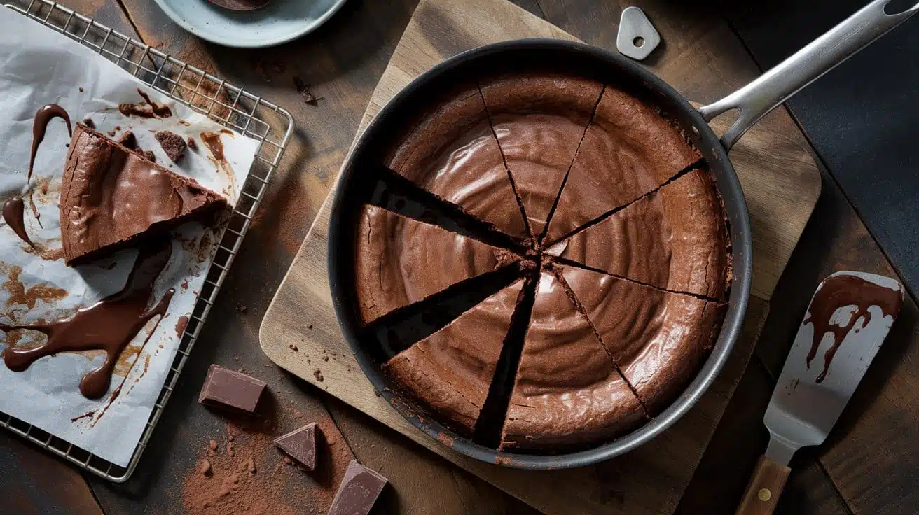Stovetop brownies a dramatic overhead vpiokaia