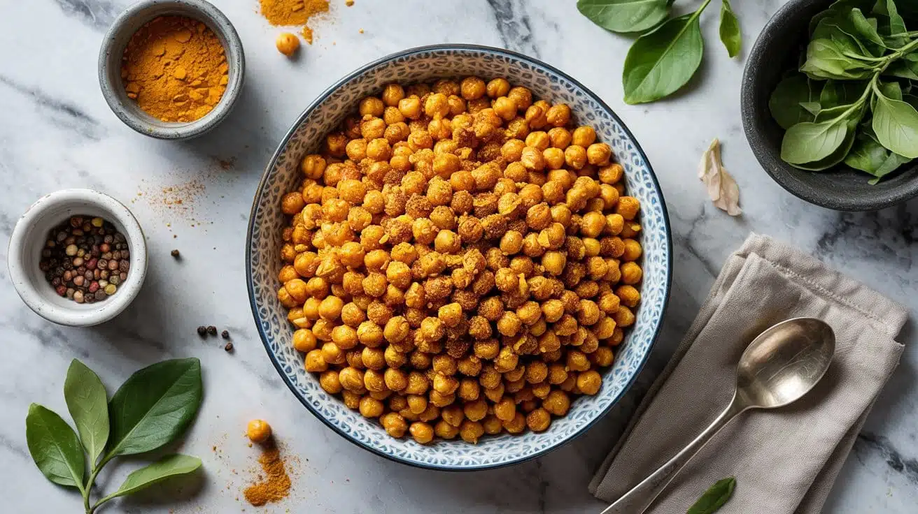 Turmeric spiced roasted chickpeas cru