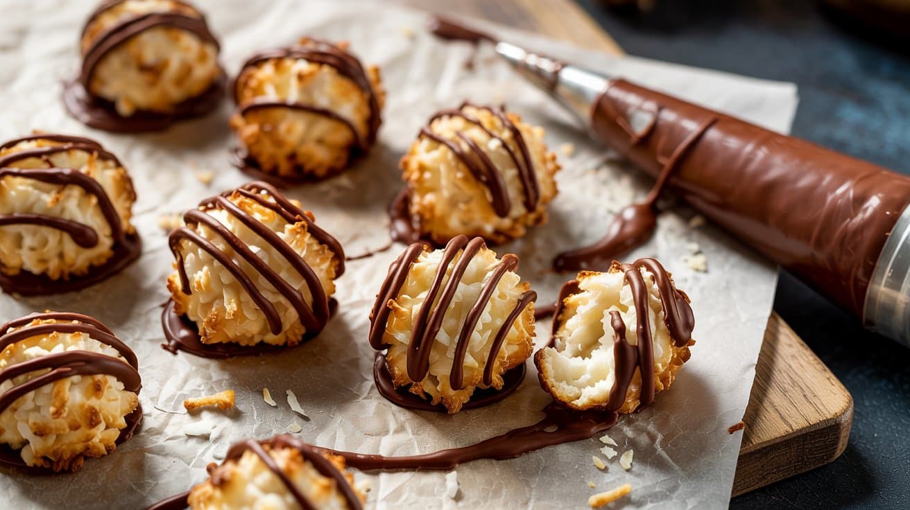 Chocolate coconut macaroons a warm to