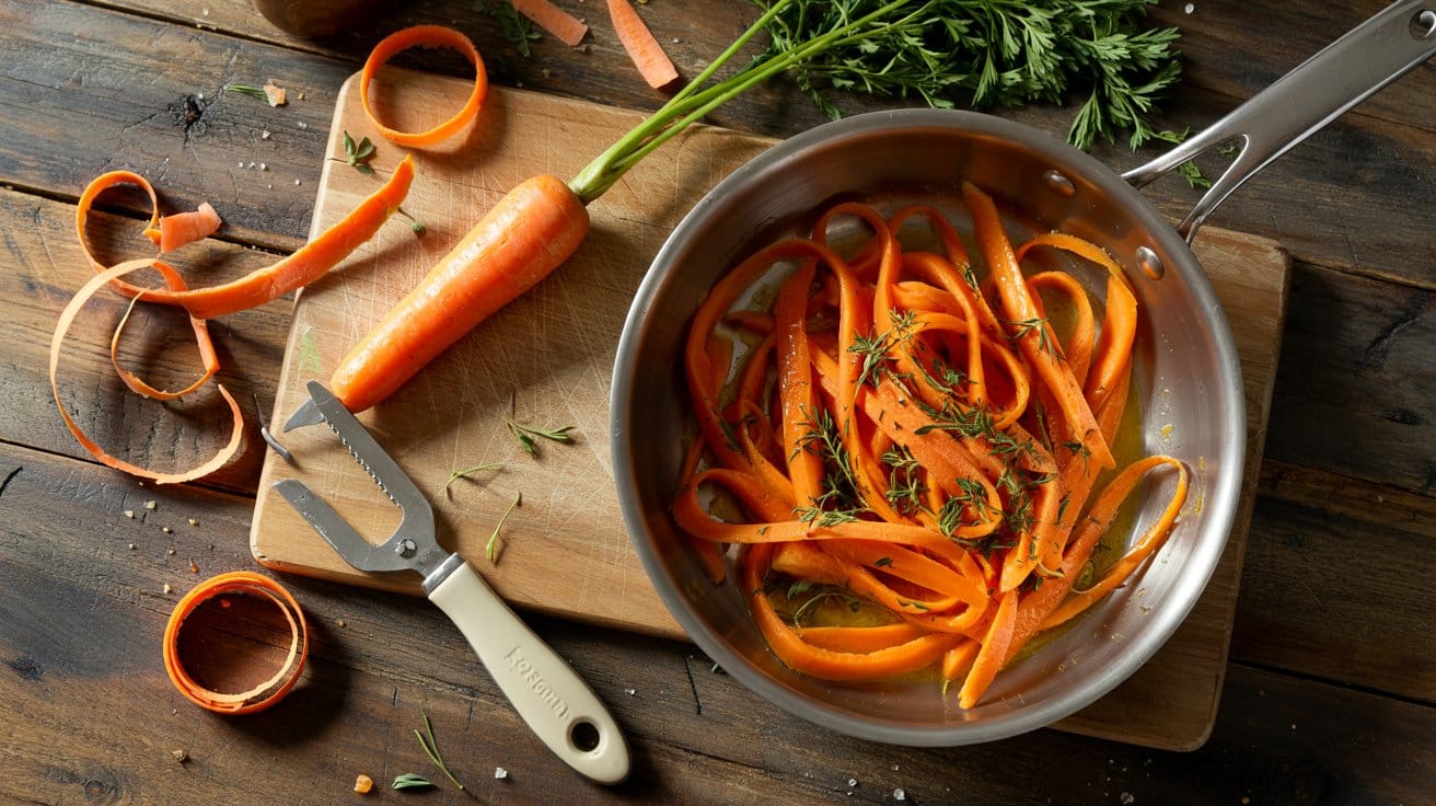 Savory carrot ribbons a bright overhe ardi 9iew h ia