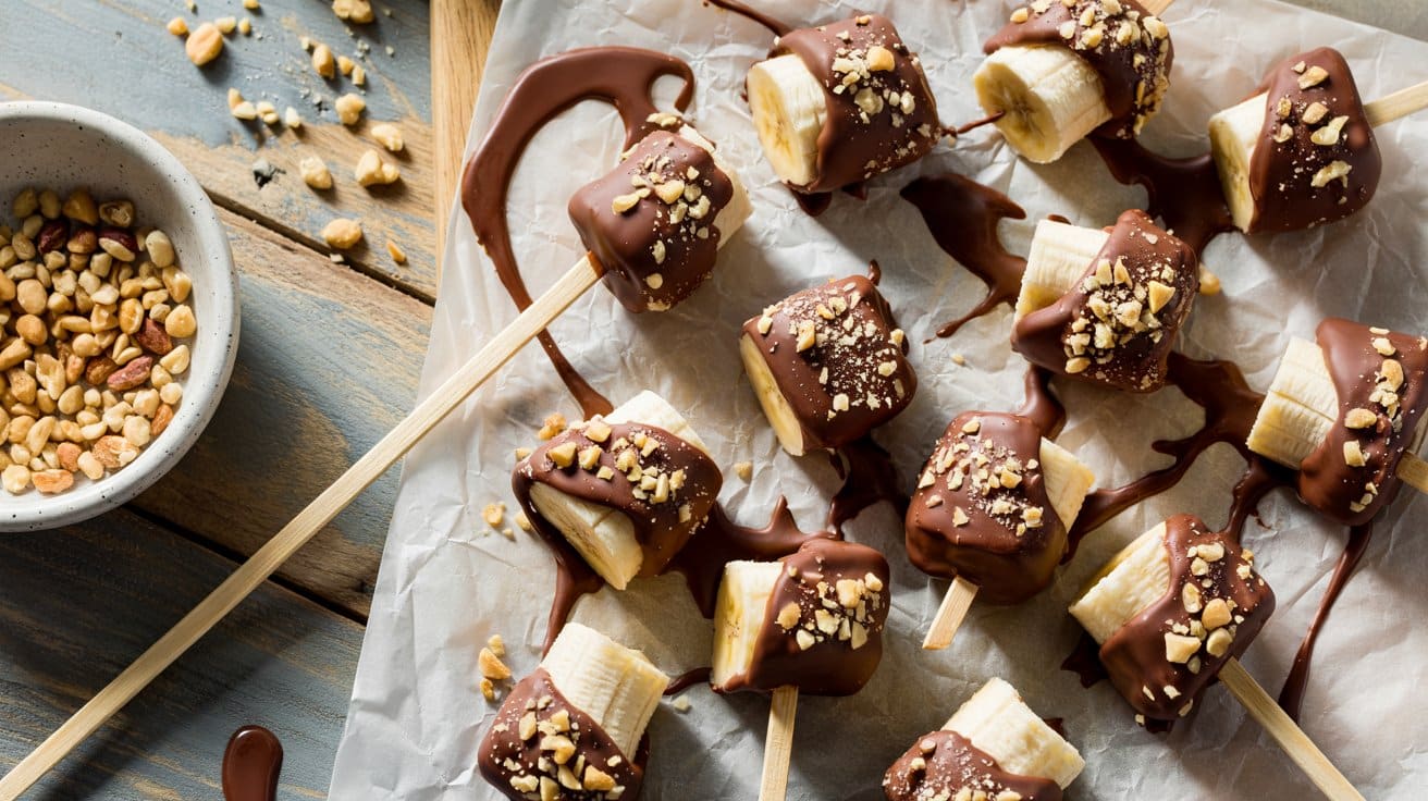 Frozen banana bites a cheerful overhe