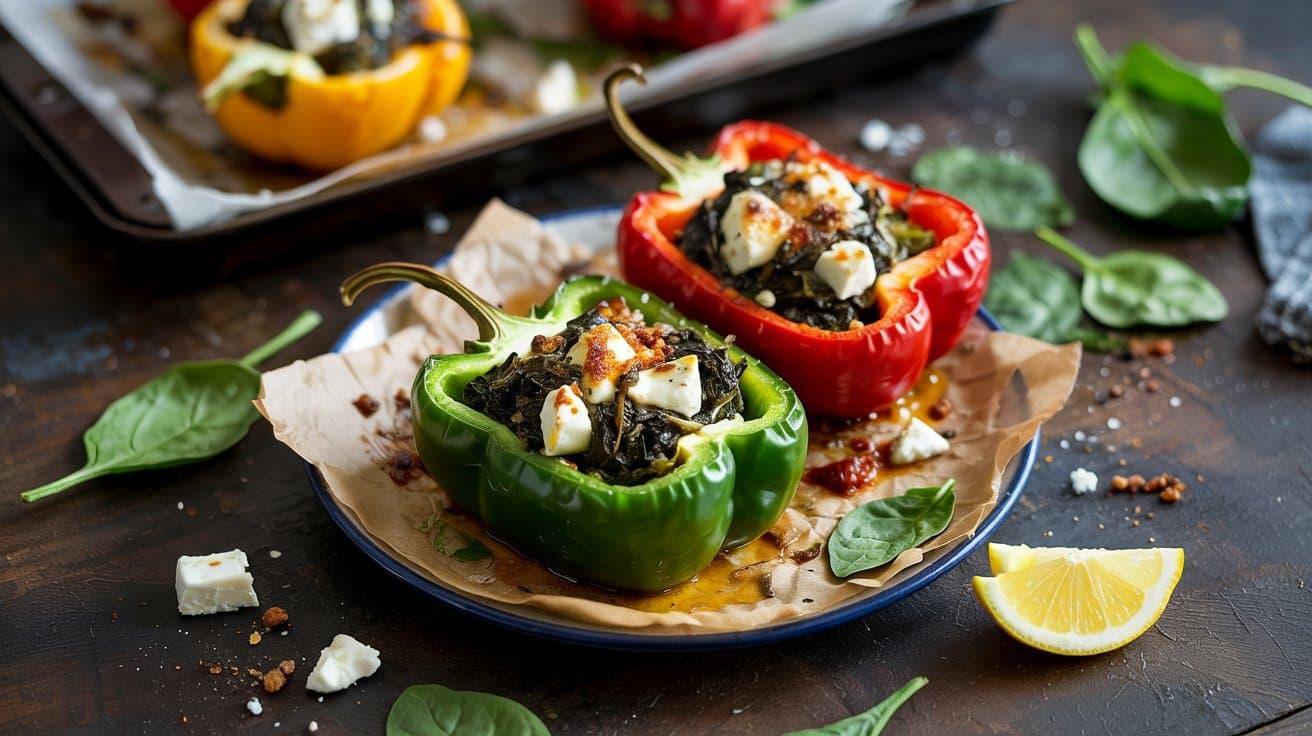 Spinach and feta stuffed peppers a he 0s