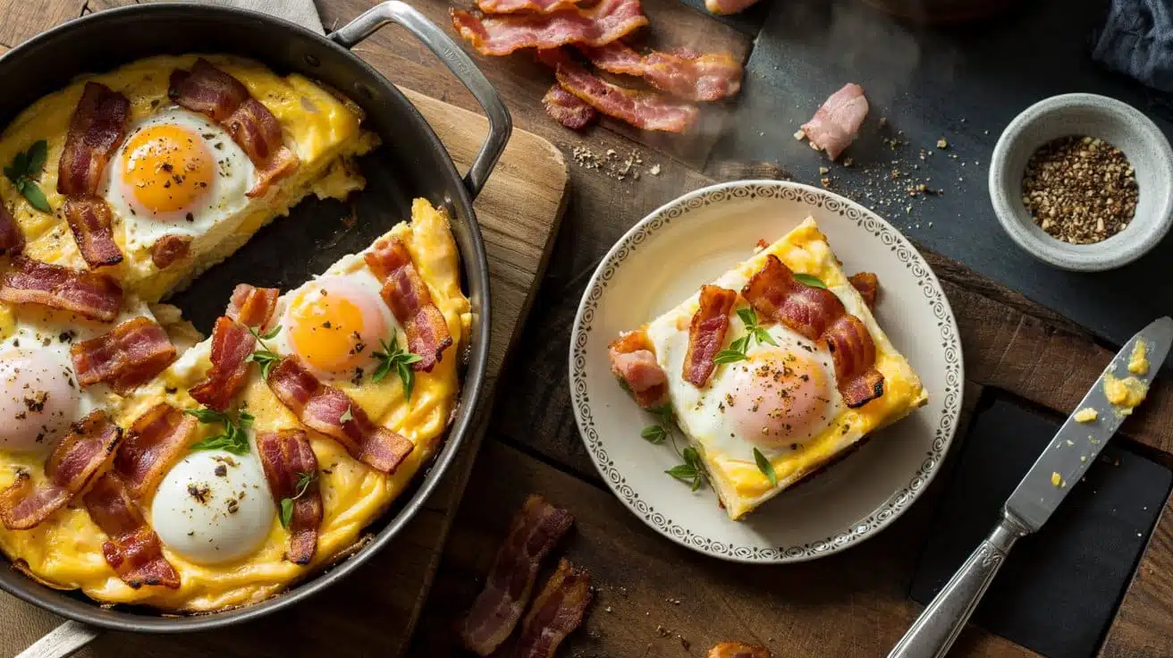 Bacon egg breakfast bake a warm top do e