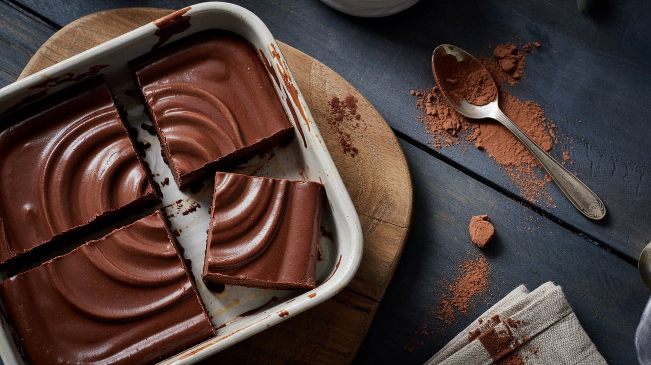 Chocolate pudding bars a cozy top down