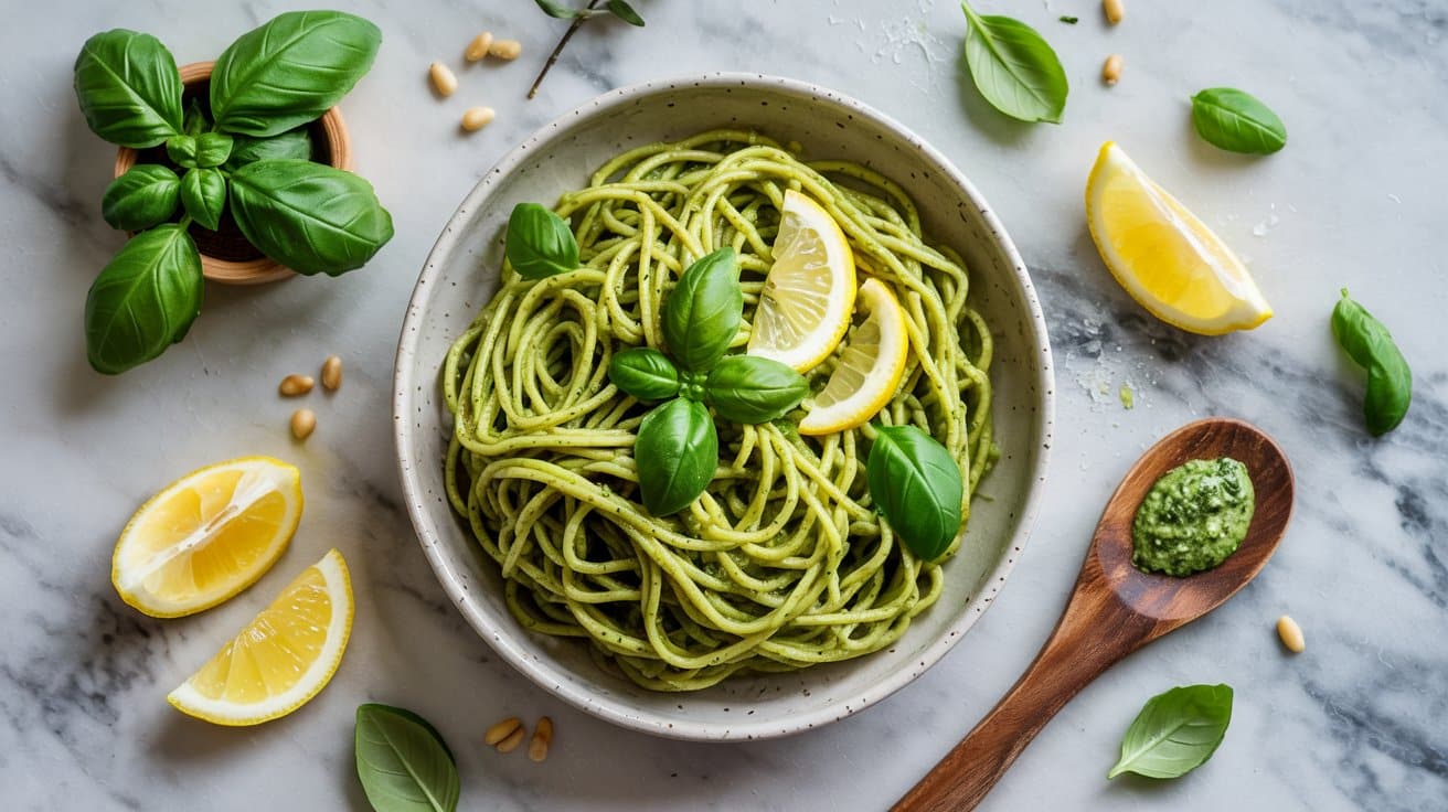 Lemon basil pesto pasta with zesty fre x dxl16f ptq