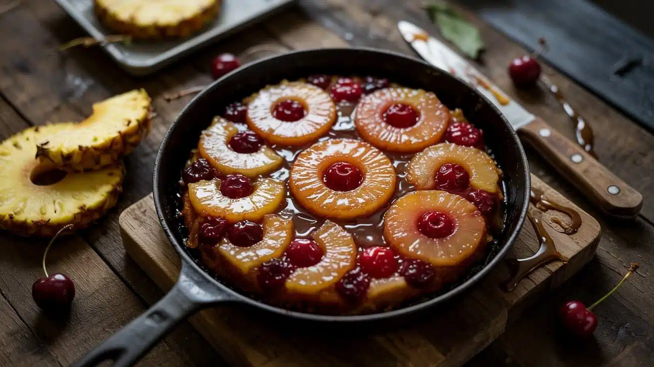 Pineapple upside down cake on the stov