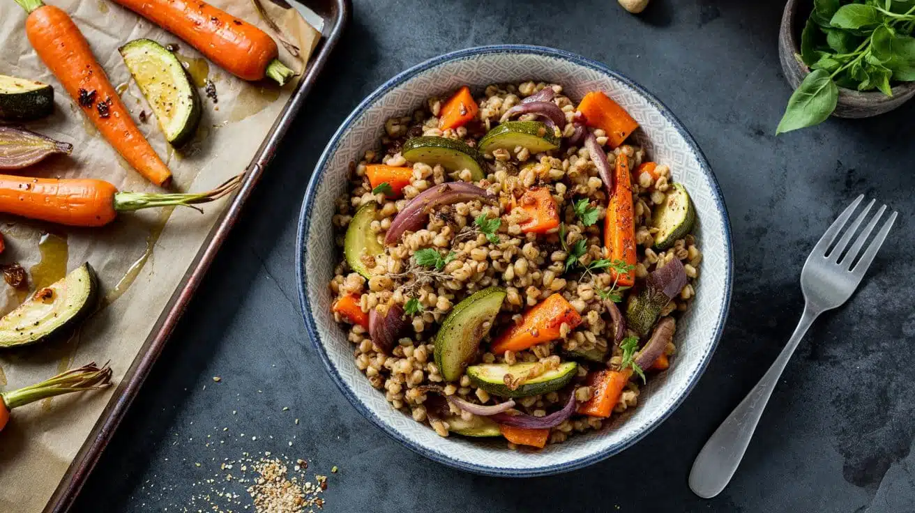 Roasted barley vegetable medley a hear rxop 57yabafza