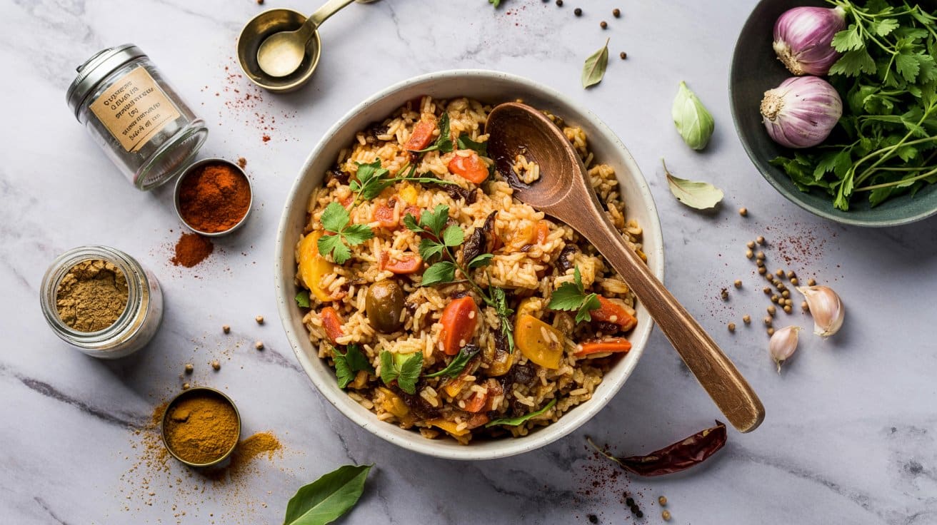 Samba rice with garam masala vegetable g