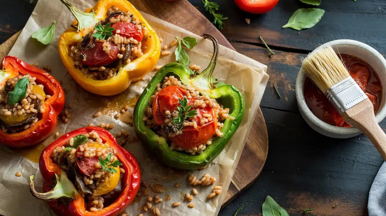 Stuffed bell peppers with brown rice a