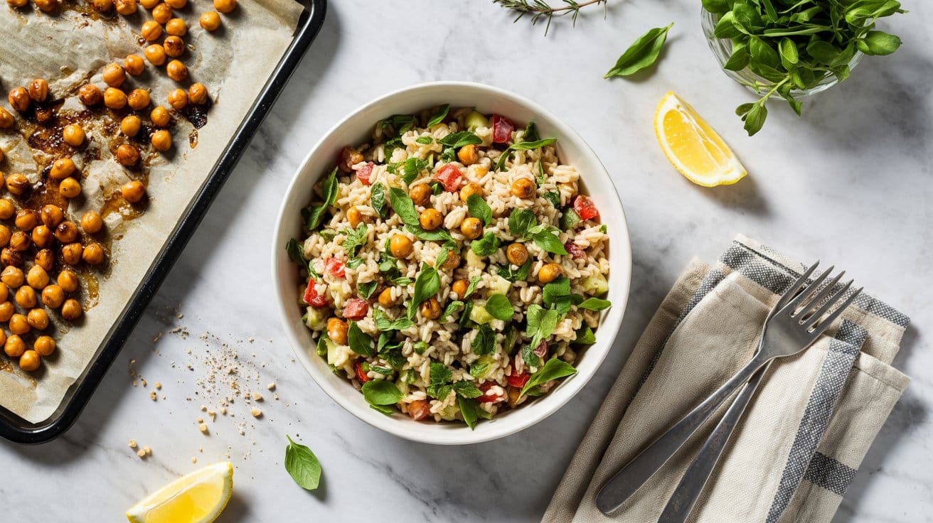 Herbed rice salad paired with roasted