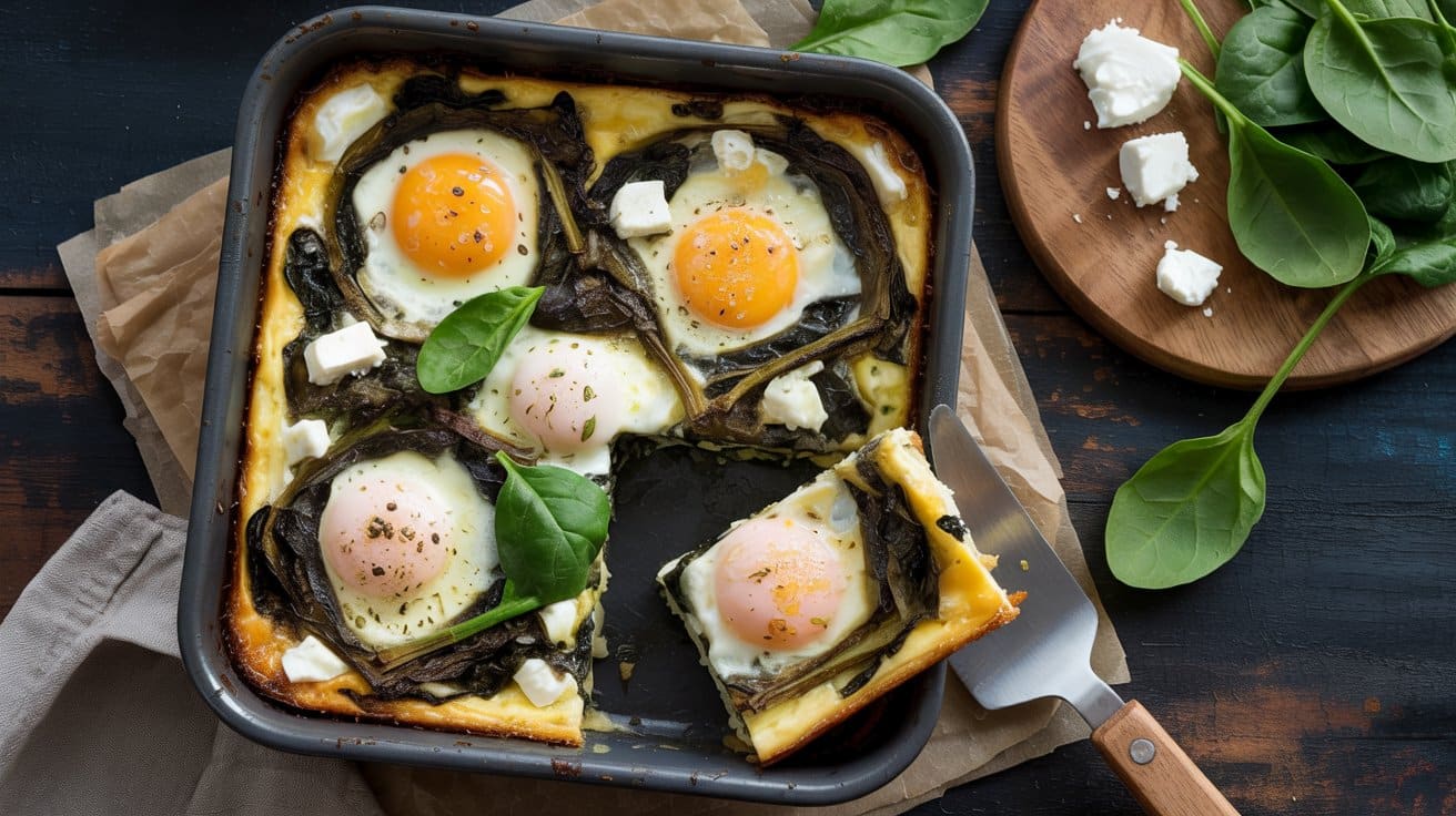 Keto friendly spinach feta egg bake a zovipae