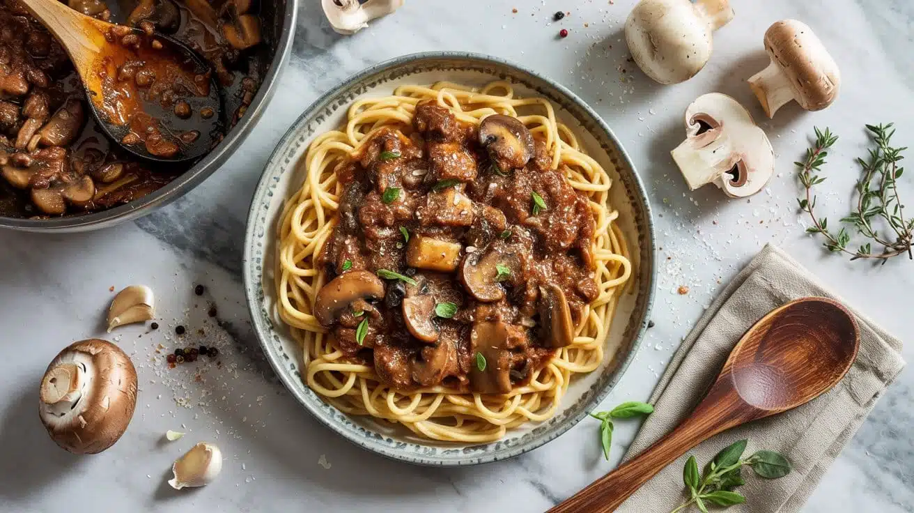 Mushroom bolognese for savory umami fl