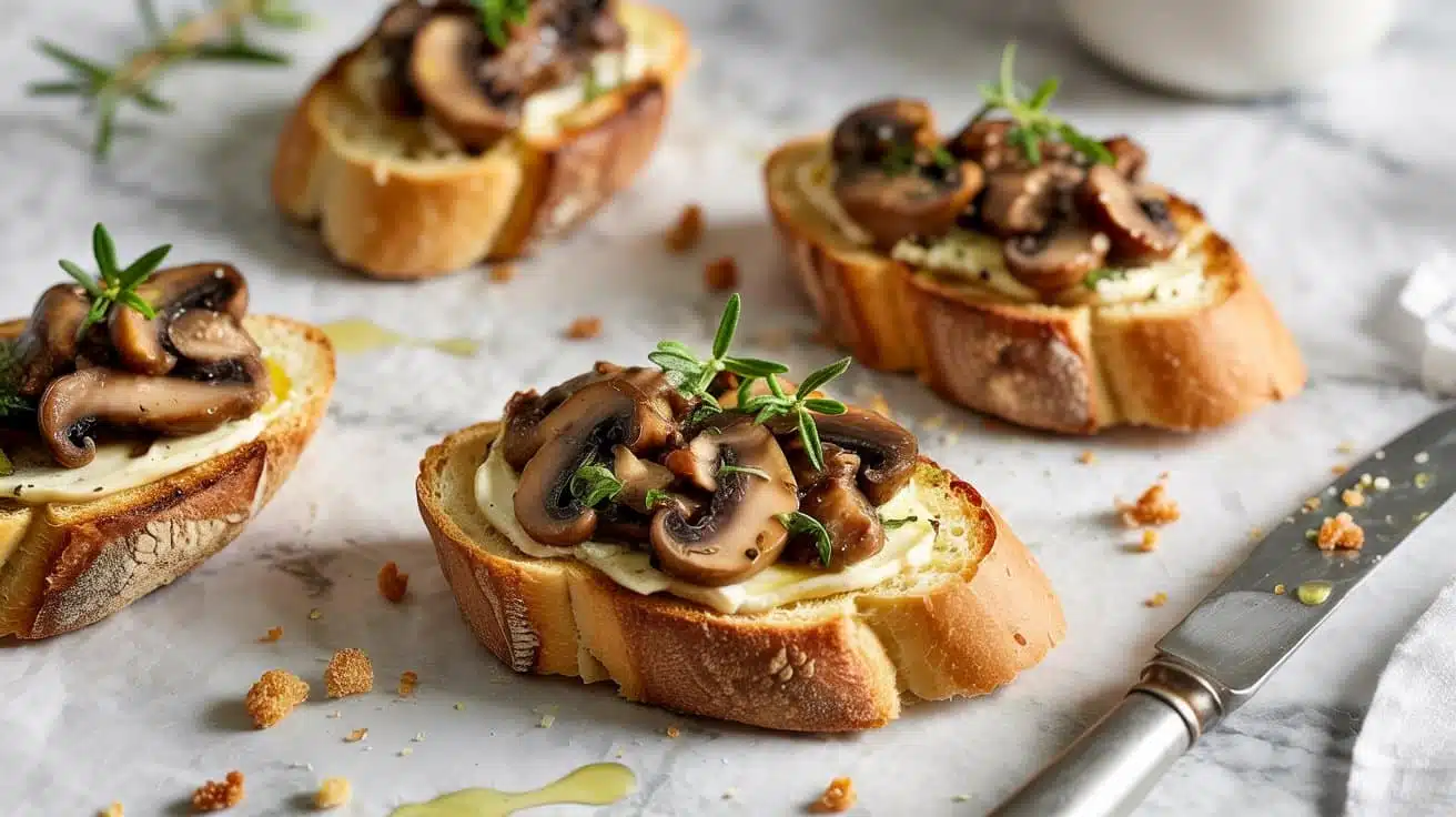 Savory mushroom crostini with toasted