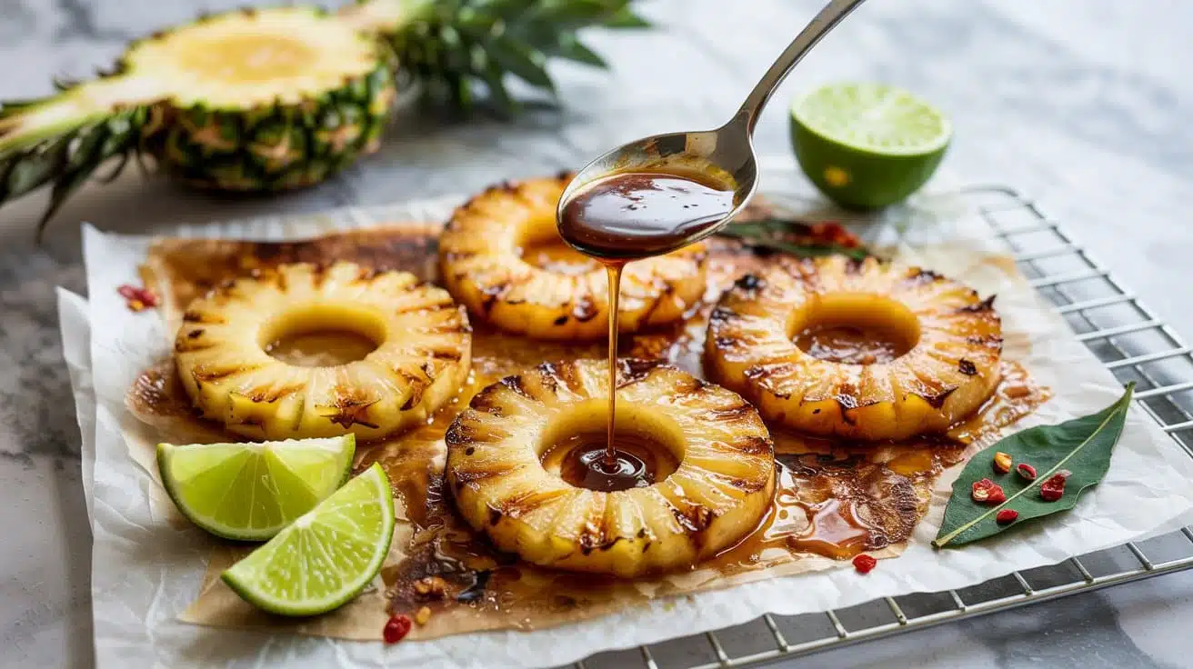 Sweet and spicy grilled pineapple ring