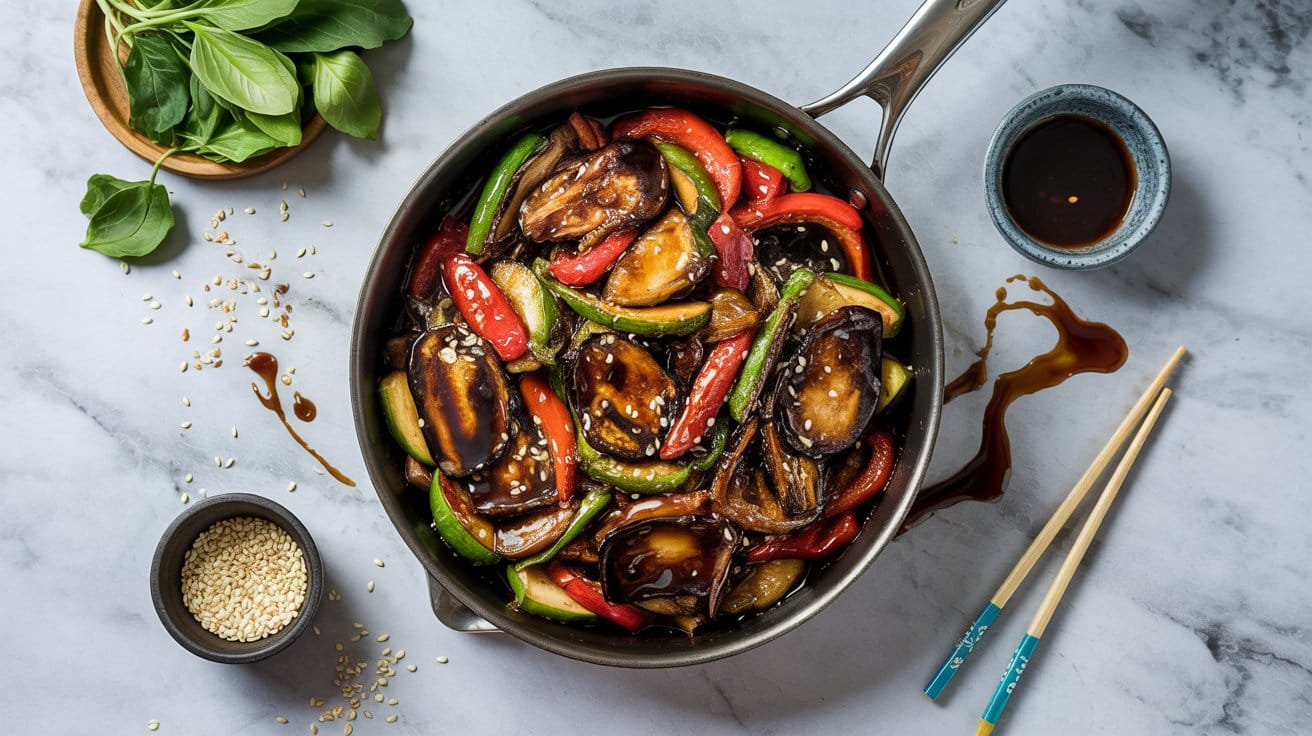 Teriyaki veggie stir fry with sweet an l3g 4t