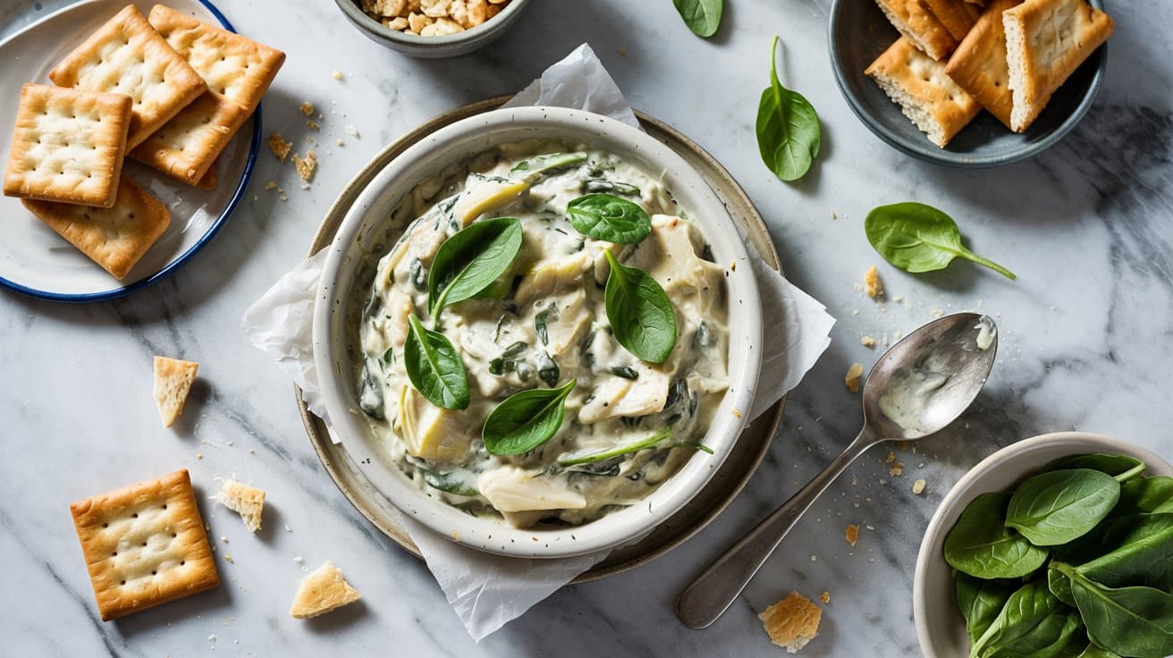 Vegan spinach and artichoke dip a cozy