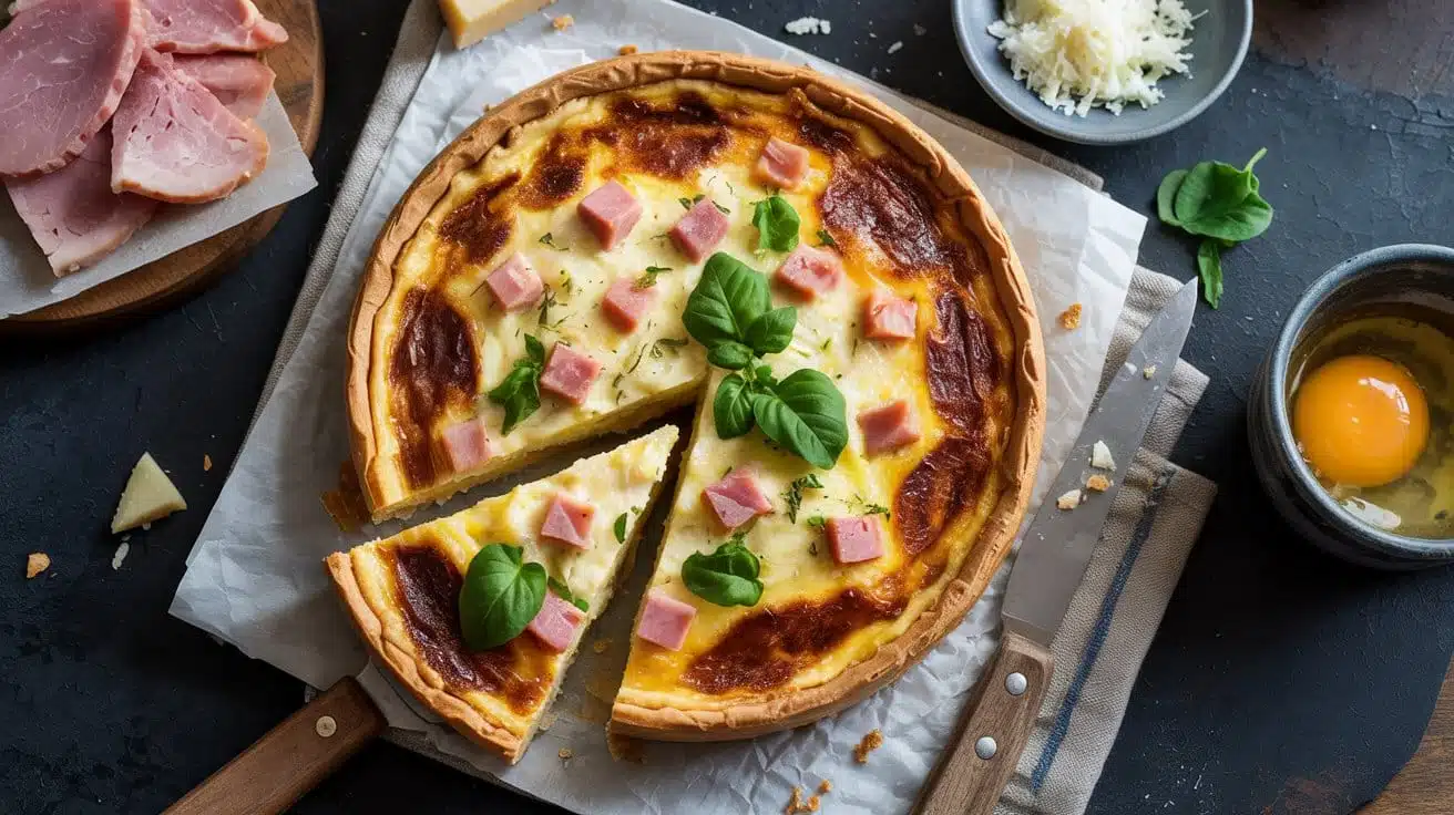 Crustless quiche with ham and cheese a