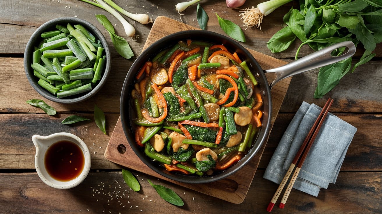 Frozen vegetable stir fry a bright top